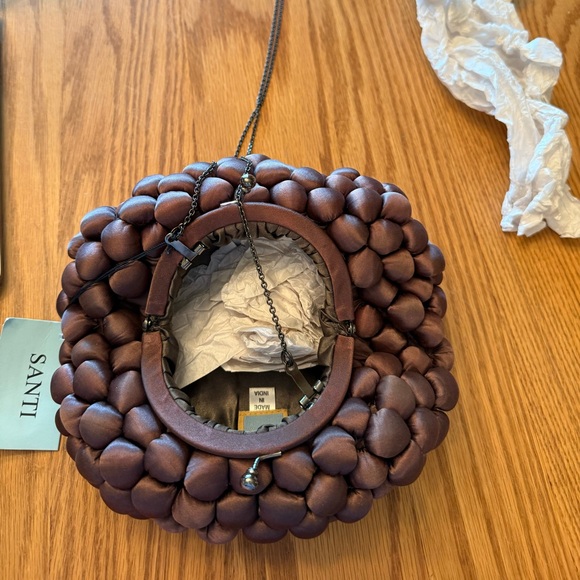 Marco Santi Brown Satin Clutch with Knot Design - Picture 5 of 8